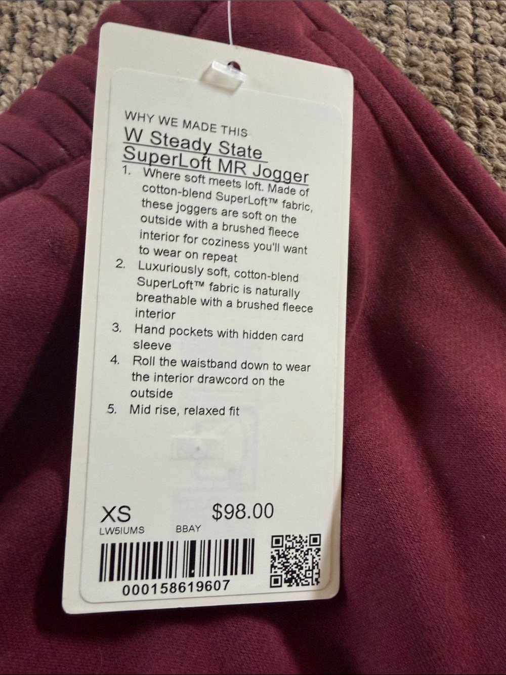 lululemon athletica Maroon Track Joggers - Picture 2 of 3